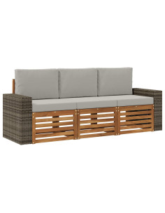 Set divani con cuscino 3 pcs Legno di Acacia Massello