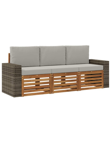 Set divani con cuscino 3 pcs Legno di Acacia Massello