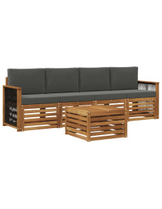 Set di divani da esterno con cuscino 5 pcs Naturale e Antracite