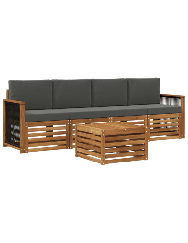 Set di divani da esterno con cuscino 5 pcs Naturale e Antracite