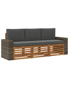 Set divani con cuscino 3 pcs Legno di Acacia Massello