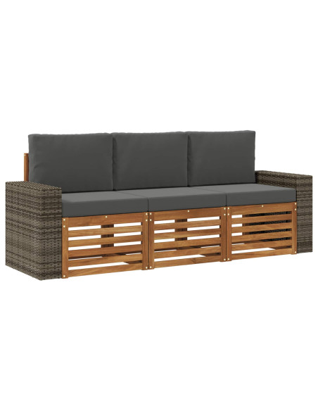Set divani con cuscino 3 pcs Legno di Acacia Massello