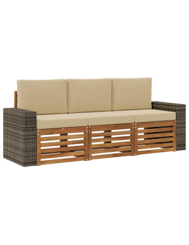 Set divani con cuscino 3 pcs Legno di Acacia Massello