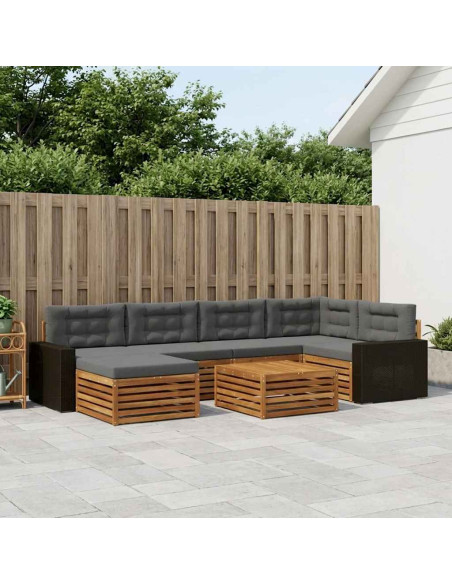 Set di divani da esterno con cuscino 7 pcs Naturale e Antracite