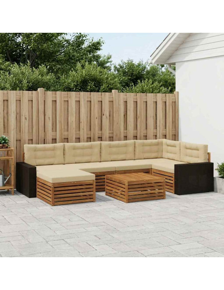 Set di divani da esterno con cuscino 7 pcs Naturale e Beige