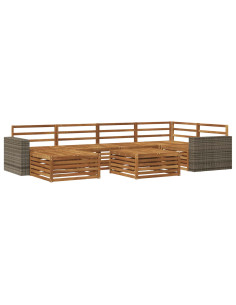 Set di divani da esterno 7 pcs Naturale