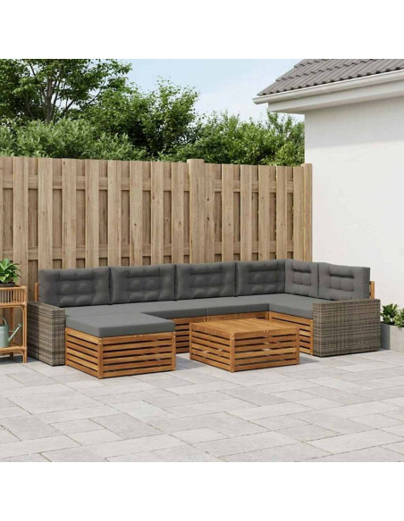 Set di divani da esterno con cuscino 7 pcs Naturale e Antracite