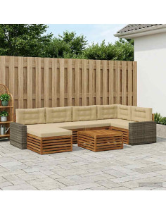 Set di divani da esterno con cuscino 7 pcs Naturale e Beige