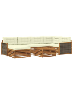 Set di divani da esterno con cuscino 7 pcs Naturale e Crema 2