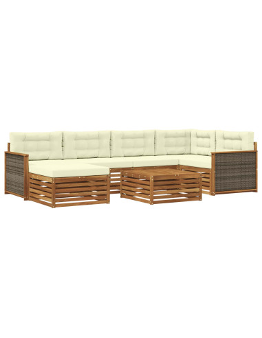 Set di divani da esterno con cuscino 7 pcs Naturale e Crema