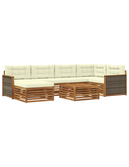 Set di divani da esterno con cuscino 7 pcs Naturale e Crema