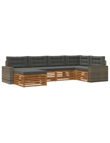 Set di divani da esterno con cuscino 6 pcs Naturale e Antracite