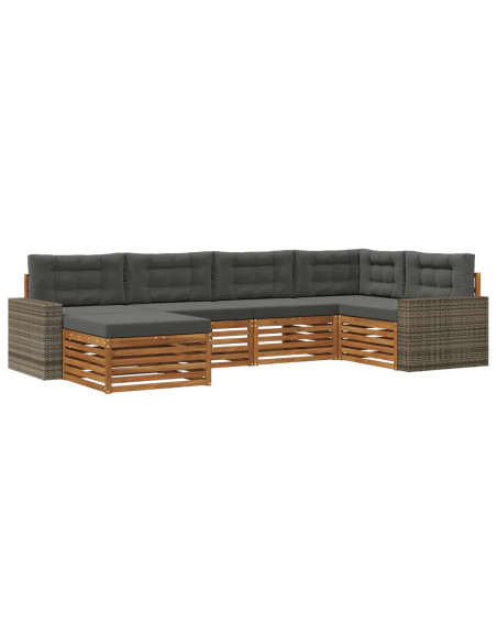 Set di divani da esterno con cuscino 6 pcs Naturale e Antracite