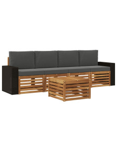 Set di divani da esterno con cuscino 5 pcs Naturale e Antracite