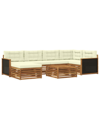 Set di divani da esterno con cuscino 7 pcs Naturale e Crema