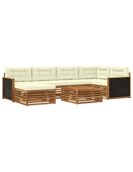 Set di divani da esterno con cuscino 7 pcs Naturale e Crema