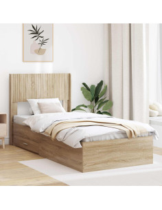 Struttura del letto con stoccaggio e testata Rovere Sonoma