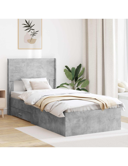 Struttura del letto con stoccaggio e testata Grigio Cemento