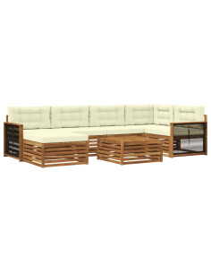 Set di divani da esterno con cuscino 7 pcs Naturale e Crema 2