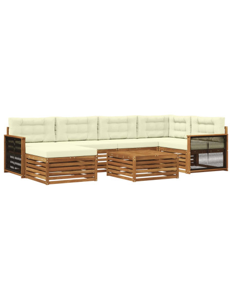 Set di divani da esterno con cuscino 7 pcs Naturale e Crema