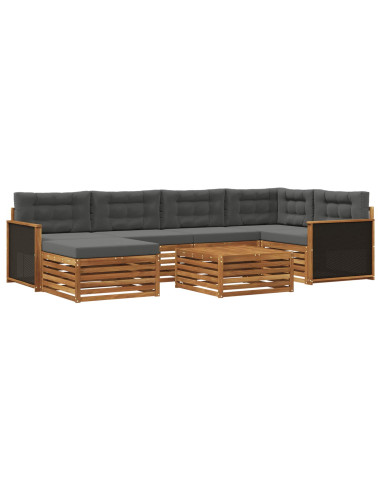 Set di divani da esterno con cuscino 7 pcs Naturale e Antracite
