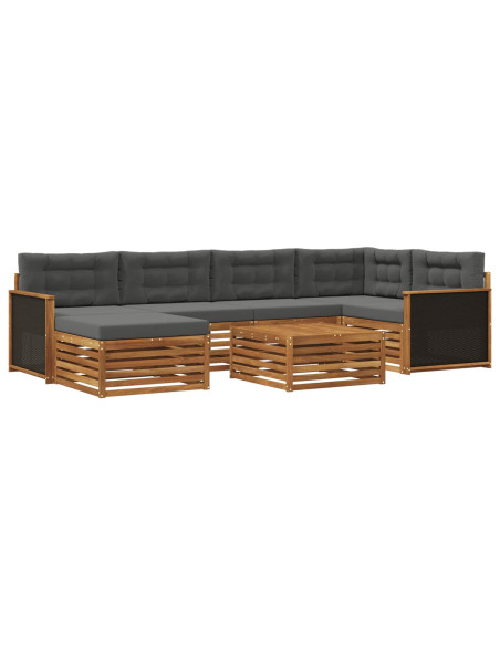 Set di divani da esterno con cuscino 7 pcs Naturale e Antracite