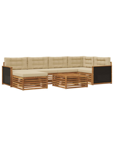 Set di divani da esterno con cuscino 7 pcs Naturale e Beige