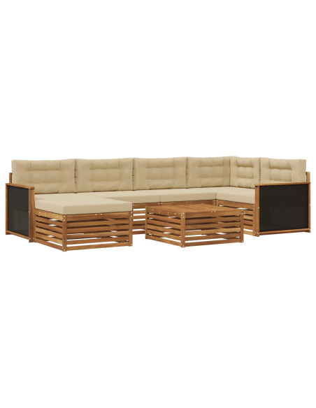 Set di divani da esterno con cuscino 7 pcs Naturale e Beige