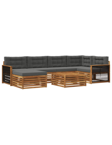 Set di divani da esterno con cuscino 7 pcs Naturale e Antracite