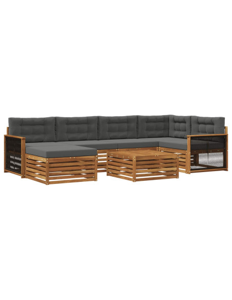 Set di divani da esterno con cuscino 7 pcs Naturale e Antracite