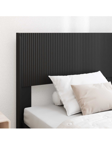 Struttura del letto con stoccaggio e testata Nero 75 x 190 cm