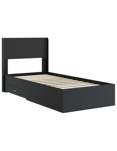 Struttura del letto con stoccaggio e testata Nero 75 x 190 cm
