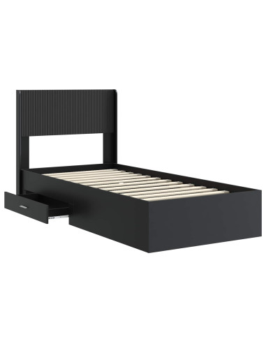 Struttura del letto con stoccaggio e testata Nero 75 x 190 cm
