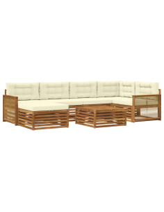 Set di divani da esterno con cuscino 7 pcs Naturale e Crema 2