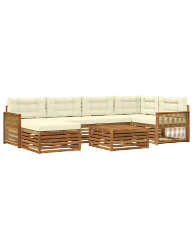 Set di divani da esterno con cuscino 7 pcs Naturale e Crema