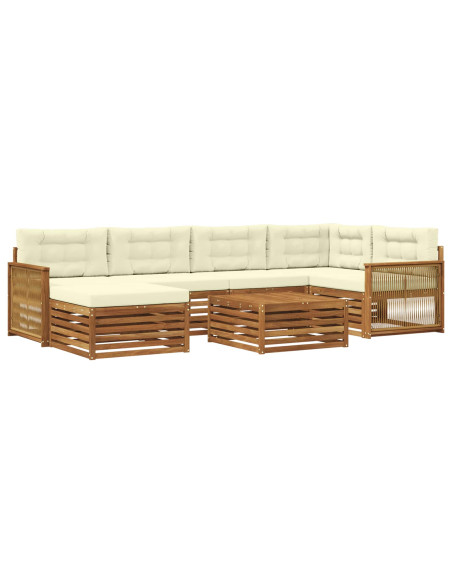 Set di divani da esterno con cuscino 7 pcs Naturale e Crema