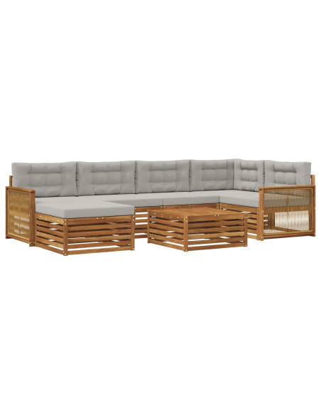 Set di divani da esterno 7 pcs Naturale e Grigio Chiaro