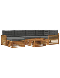 Set di divani da esterno con cuscino 7 pcs Naturale e Antracite 2
