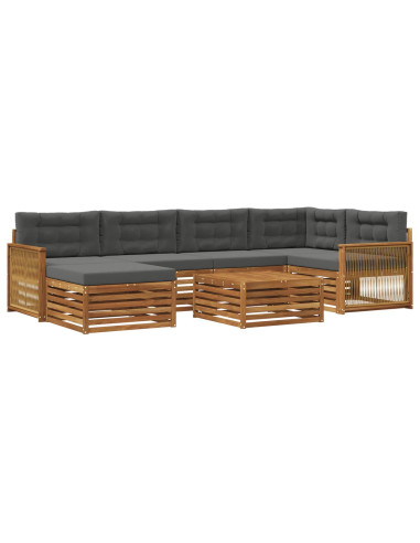 Set di divani da esterno con cuscino 7 pcs Naturale e Antracite