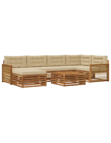 Set di divani da esterno con cuscino 7 pcs Naturale e Beige