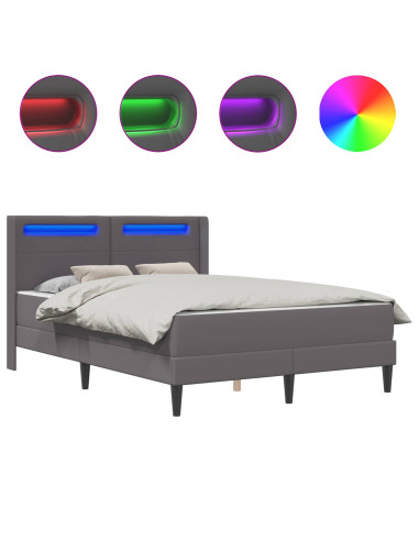 Struttura letto con materasso Grigio 120 x 190 cm Similpelle