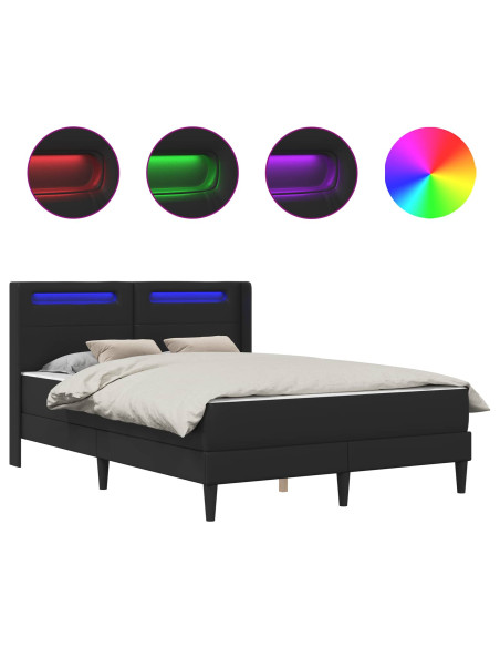 Struttura letto con materasso Nero 120 x 190 cm Similpelle