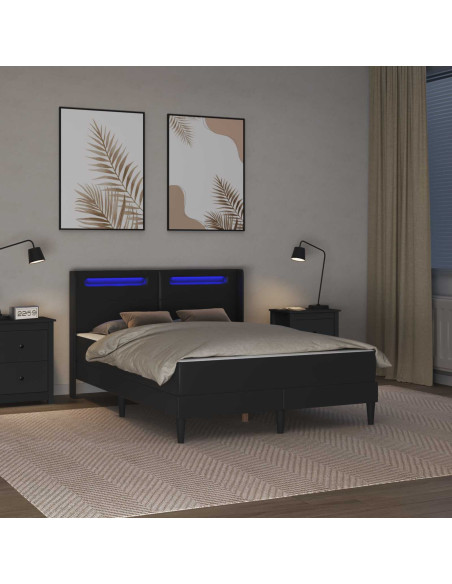 Struttura letto con materasso Nero 120 x 190 cm Similpelle