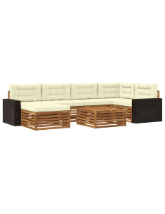Set di divani da esterno con cuscino 7 pcs Naturale e Crema 2
