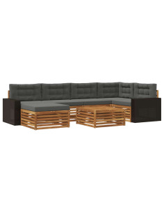 Set di divani da esterno con cuscino 7 pcs Naturale e Antracite 2