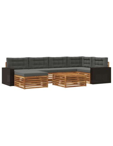 Set di divani da esterno con cuscino 7 pcs Naturale e Antracite