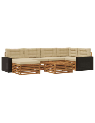 Set di divani da esterno con cuscino 7 pcs Naturale e Beige