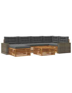 Set di divani da esterno con cuscino 7 pcs Naturale e Antracite 2