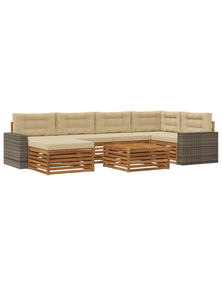 Set di divani da esterno con cuscino 7 pcs Naturale e Beige