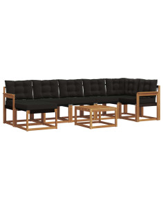 Set di divani da esterno con cuscino 8 pcs Naturale e Nero 2